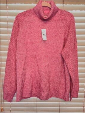 LOFT Heather Pink Turtleneck loose Sweater -Soft Cozy Knit for Women NWT SIZE-XL
